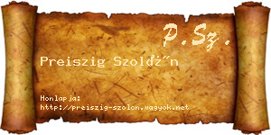 Preiszig Szolón névjegykártya